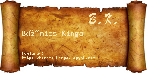 Bénics Kinga névjegykártya